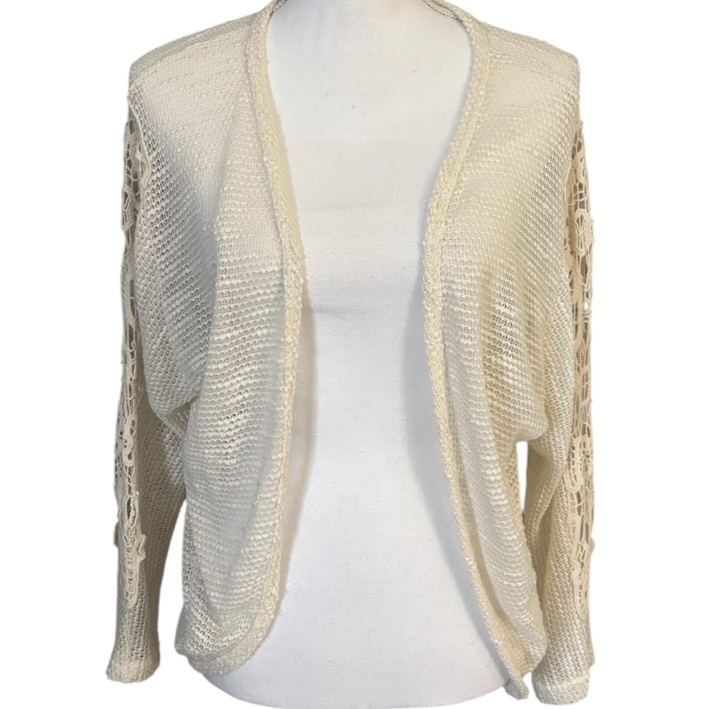 Women's Cream Open-Front Sweater